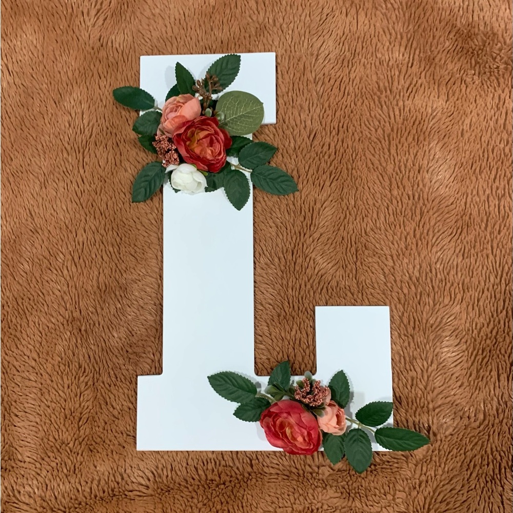 Floral White Decorative Letter Accent